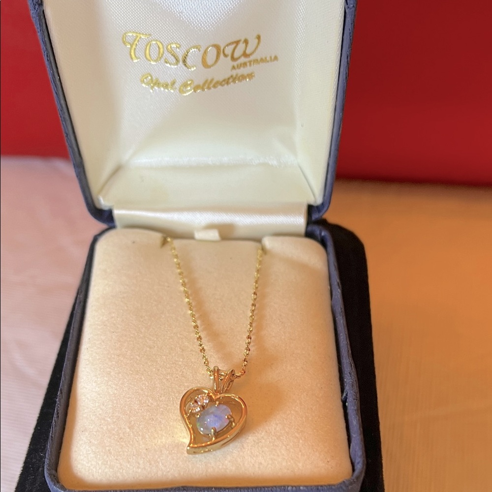 Toscow Gold Opal Heart Pendant Necklace